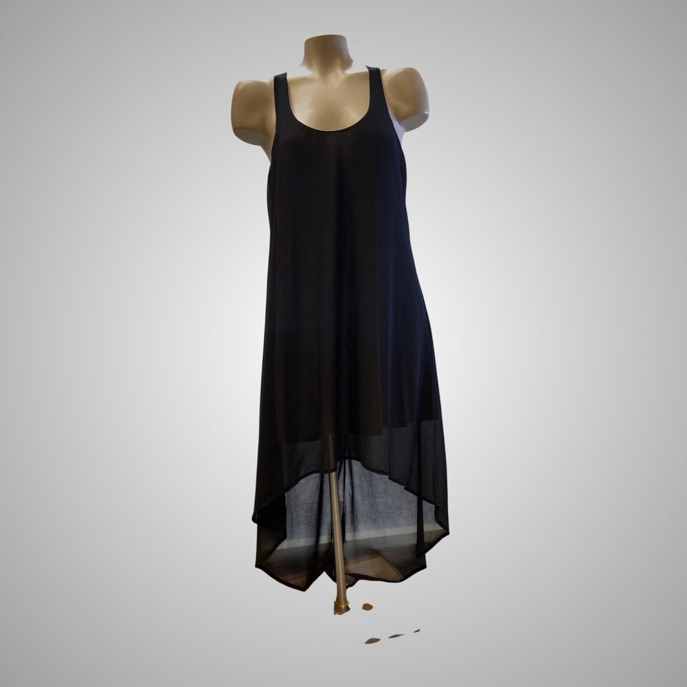 Lucca Couture High Low Dress Womens Medium Black Chiffon‎ Excellent Racerback